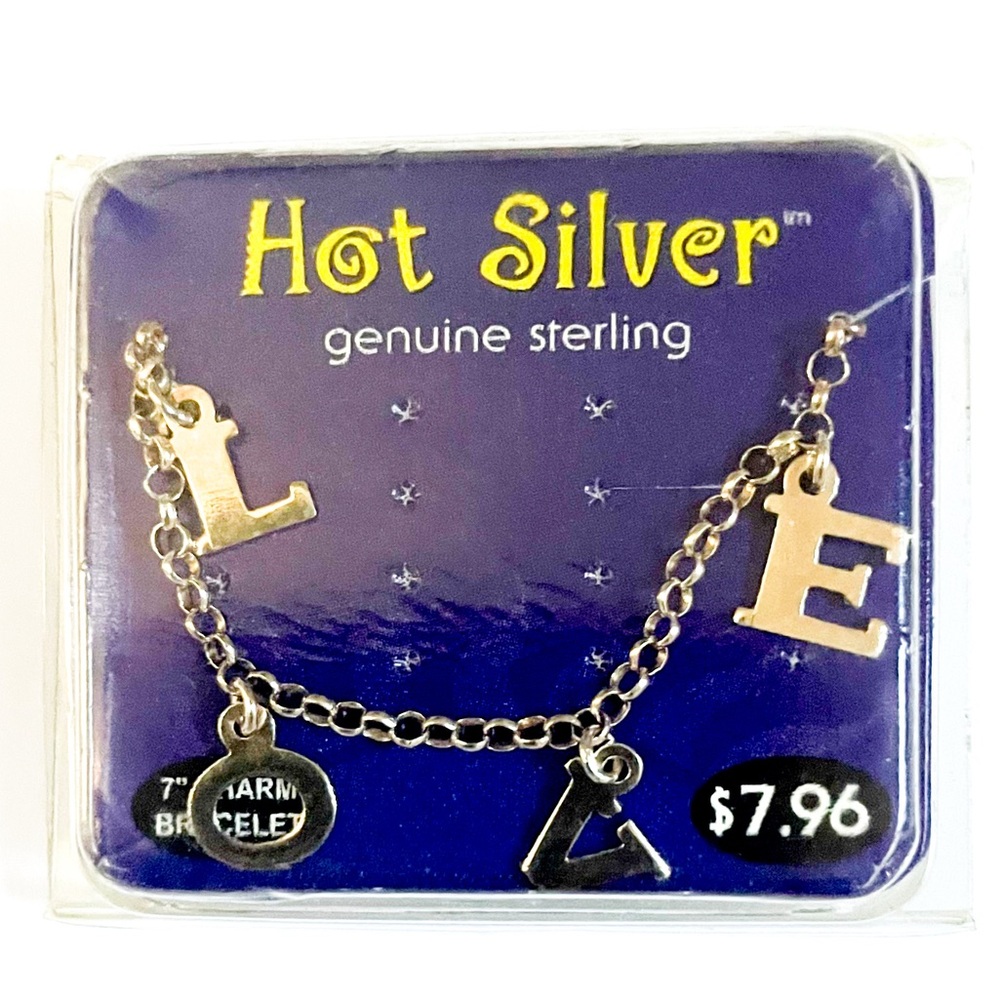 Women's Sterling Silver 'LOVE' Letter Heart Charm Bracelet - 7.5"